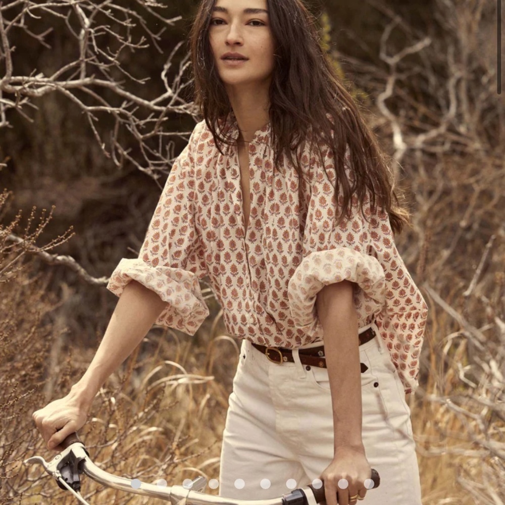NWT Dôen THE JANE BLOUSE IN TRAVELER BLOCK PRINT